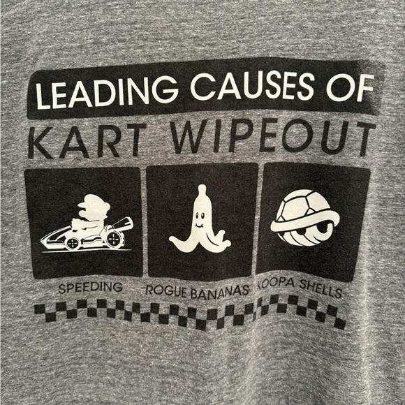 Mario Kart Men’s Graphic Go Cart Print Short Sleeve T-Shirt Size M Gray - Picture 3 of 4